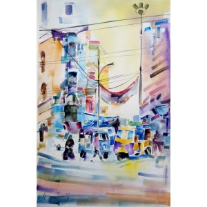Amir Jamil, 14 x 21 Inch, Watercolor on Paper,  Cityscape Painting, AC-AJM-001